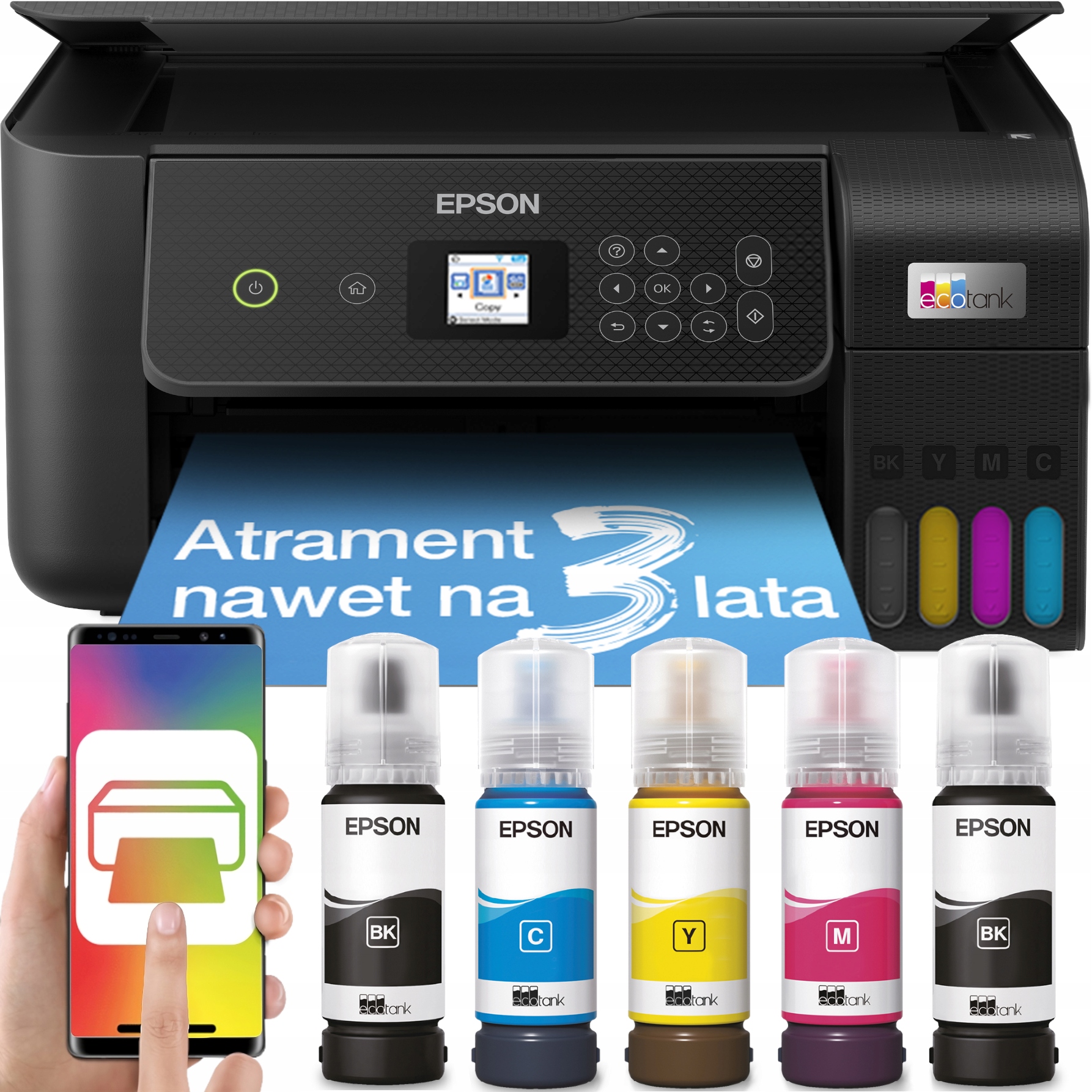 Multifunkčná atramentová tlačiareň Epson EcoTank L3260 (farebná) + kábel USB AB skener, kábel tlačiarne 1,5 m